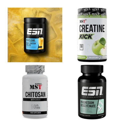 Wettkampfvorbereitung: ESN ISOCLEAR + MST Creatine + 2 weitere – alle enthaltenen Artikel