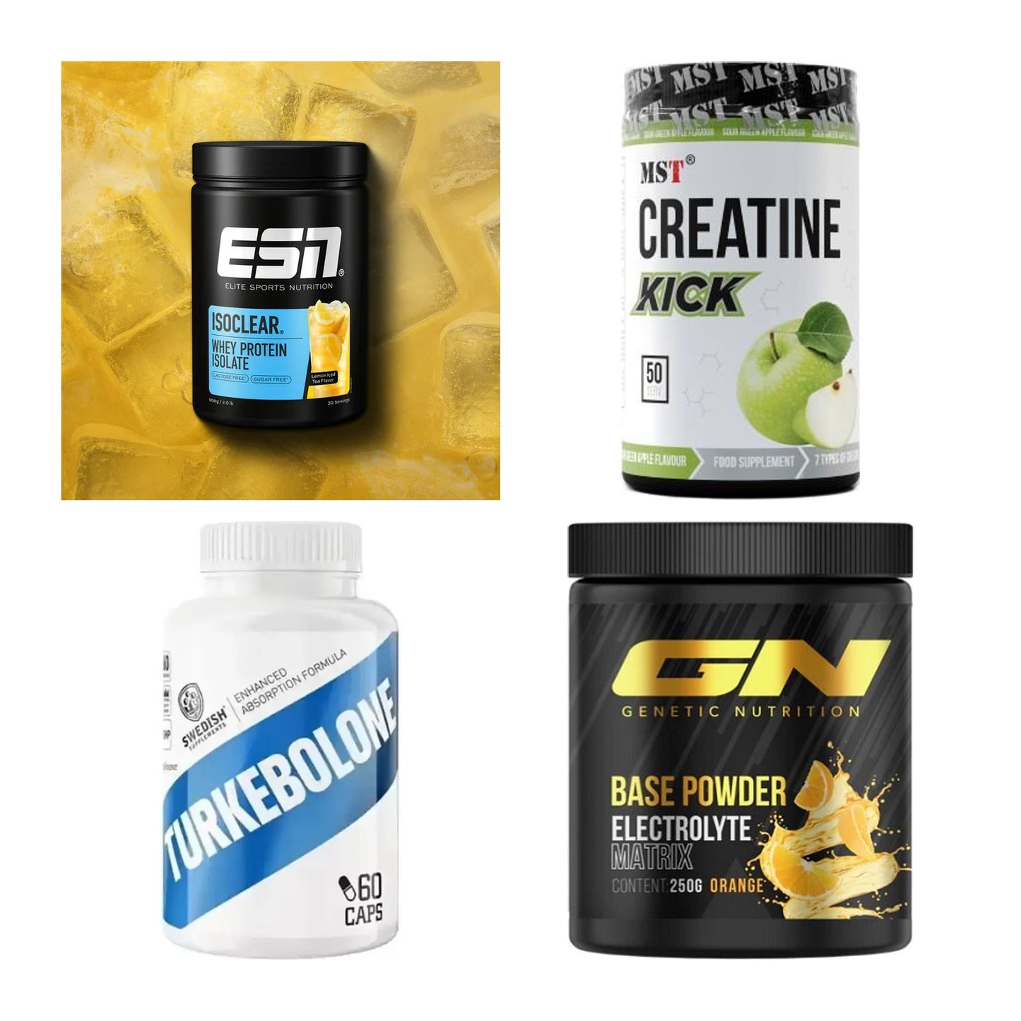 Wettkampfvorbereitung: ESN ISOCLEAR + MST Creatine + 2 weitere – alle enthaltenen Artikel