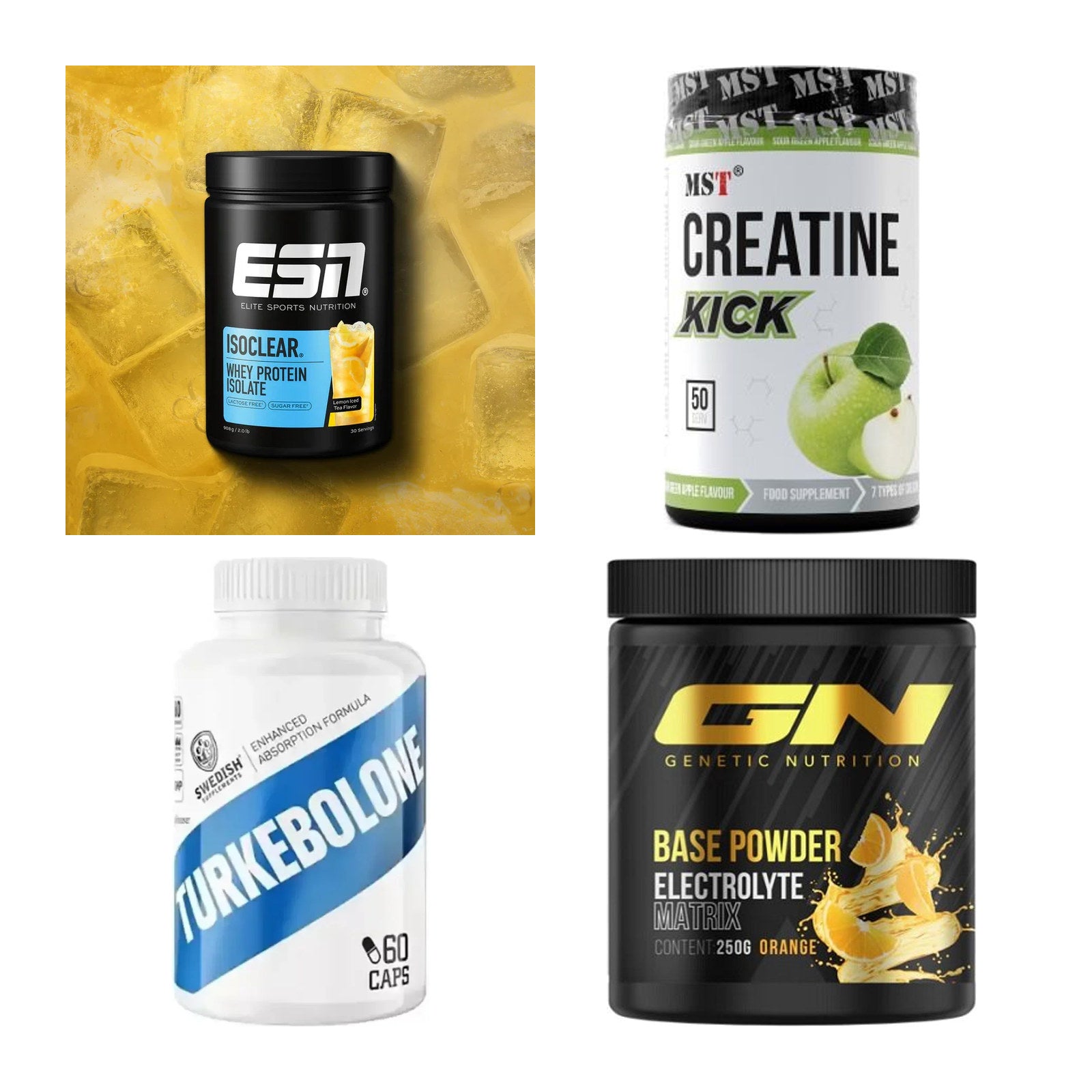 Wettkampfvorbereitung: ESN ISOCLEAR + MST Creatine + 2 weitere – alle enthaltenen Artikel