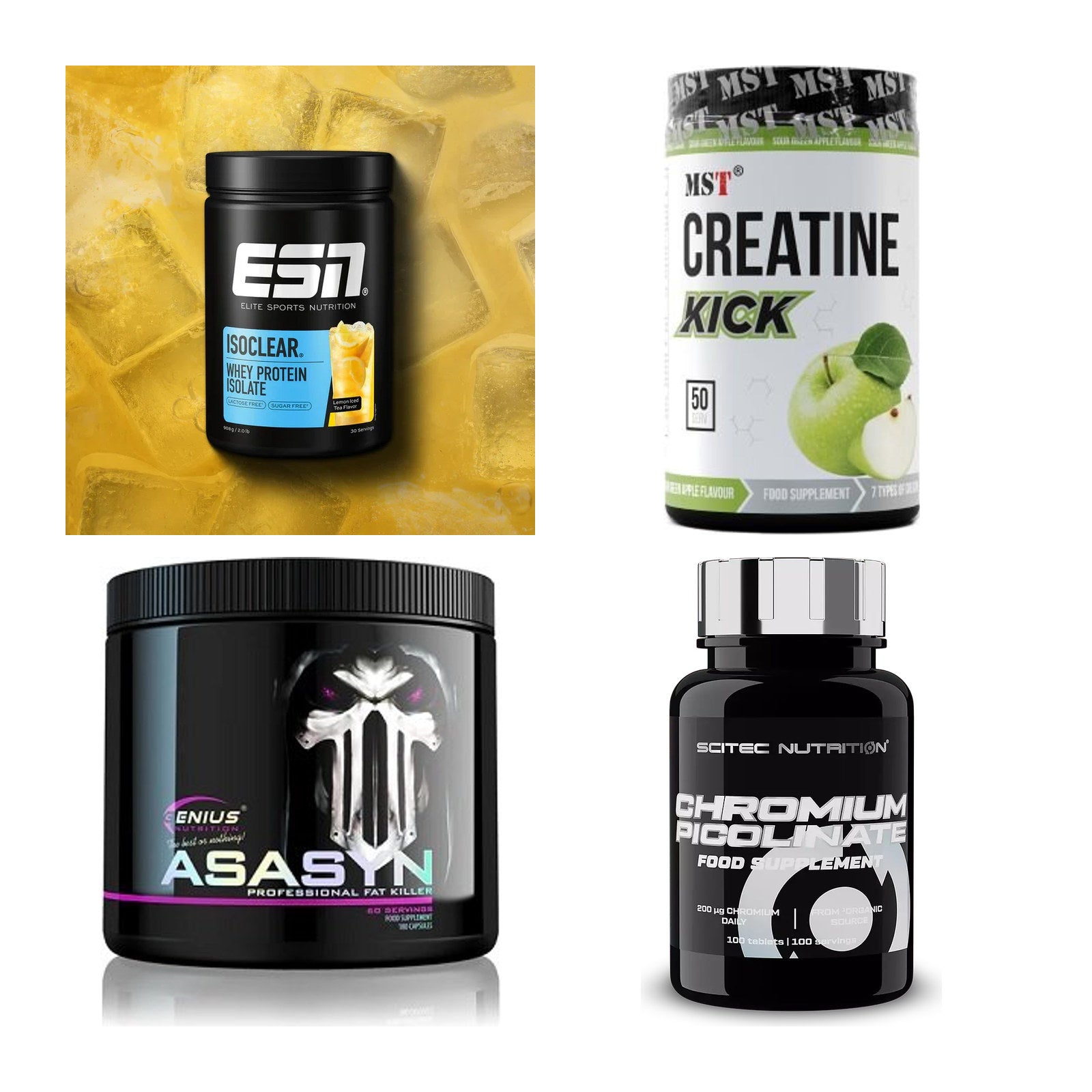 Wettkampfvorbereitung: ESN ISOCLEAR + MST Creatine + 2 weitere – alle enthaltenen Artikel