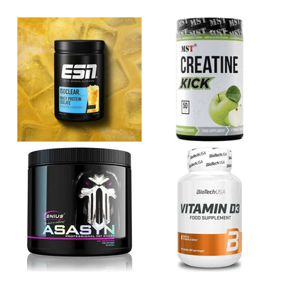Wettkampfvorbereitung: ESN ISOCLEAR + MST Creatine + 2 weitere – alle enthaltenen Artikel