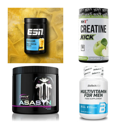 Wettkampfvorbereitung: ESN ISOCLEAR + MST Creatine + 2 weitere – alle enthaltenen Artikel