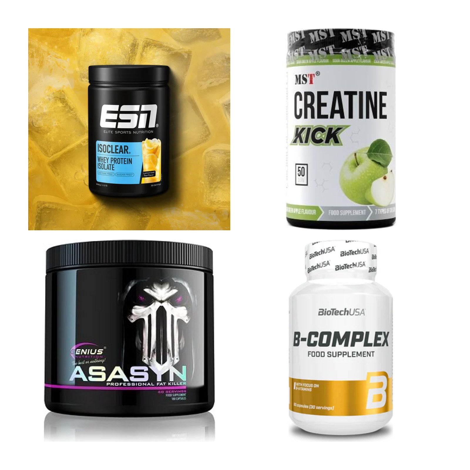 Wettkampfvorbereitung: ESN ISOCLEAR + MST Creatine + 2 weitere – alle enthaltenen Artikel