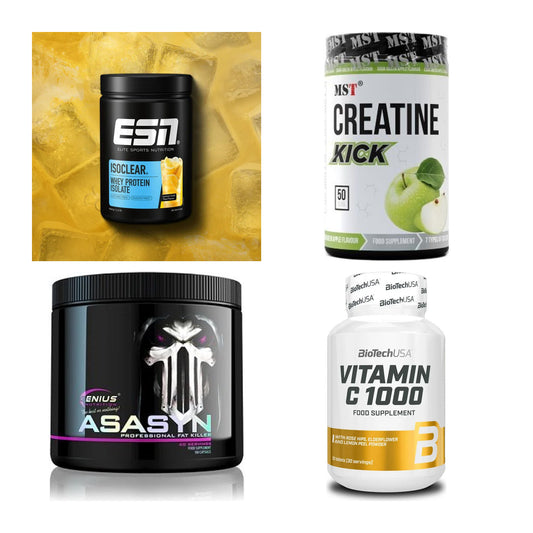 Wettkampfvorbereitung: ESN ISOCLEAR + MST Creatine + 2 weitere – alle enthaltenen Artikel