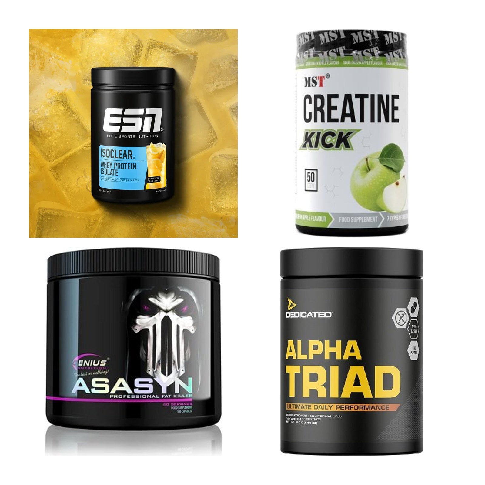 Wettkampfvorbereitung: ESN ISOCLEAR + MST Creatine + 2 weitere – alle enthaltenen Artikel