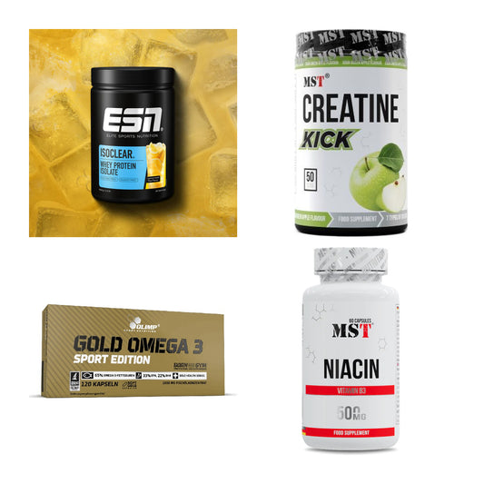 Wettkampfvorbereitung: ESN ISOCLEAR + MST Creatine + 2 weitere – alle enthaltenen Artikel