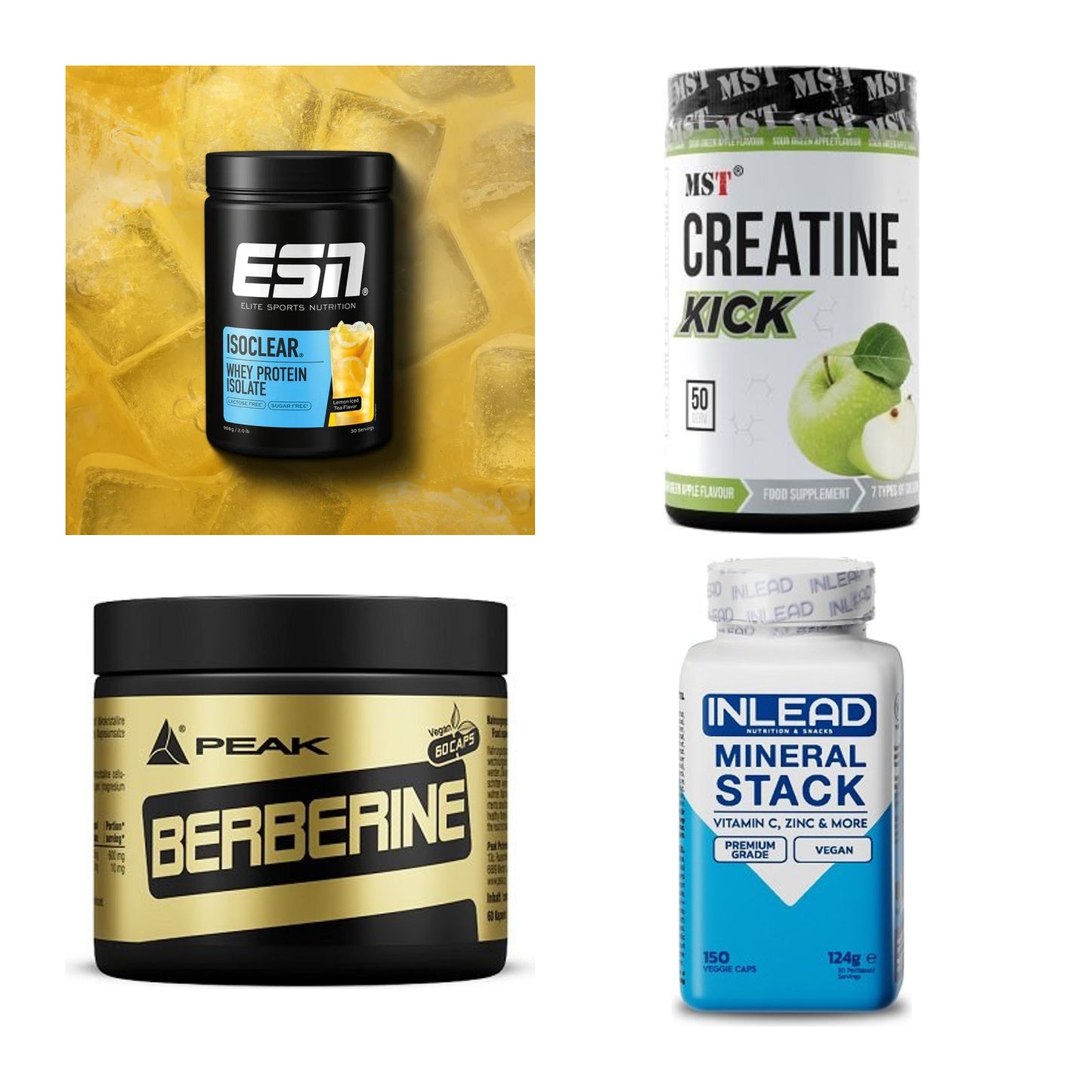 Wettkampfvorbereitung: ESN ISOCLEAR + MST Creatine + 2 weitere – alle enthaltenen Artikel