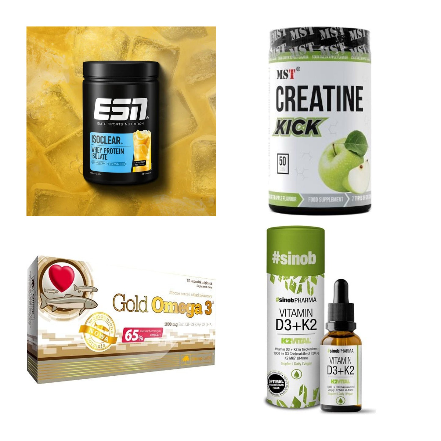 Wettkampfvorbereitung: ESN ISOCLEAR + MST Creatine + 2 weitere – alle enthaltenen Artikel