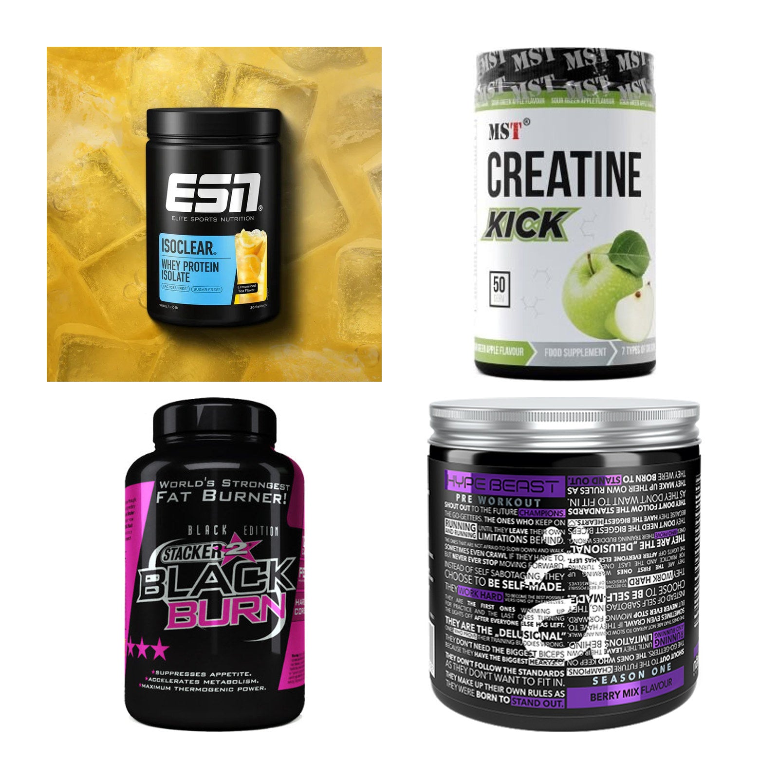 Wettkampfvorbereitung: ESN ISOCLEAR + MST Creatine + 2 weitere – alle enthaltenen Artikel