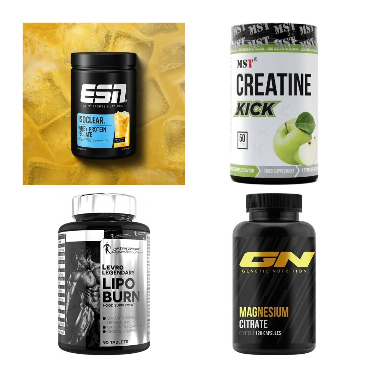 Wettkampfvorbereitung: ESN ISOCLEAR + MST Creatine + 2 weitere – alle enthaltenen Artikel