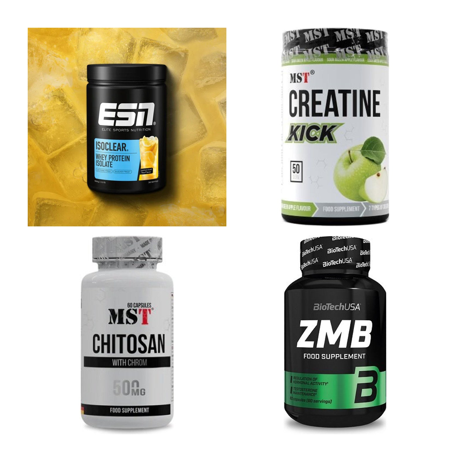 Wettkampfvorbereitung: ESN ISOCLEAR + MST Creatine + 2 weitere – alle enthaltenen Artikel