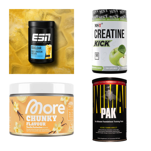 Wettkampfvorbereitung: ESN ISOCLEAR + MST Creatine + 2 weitere – alle enthaltenen Artikel