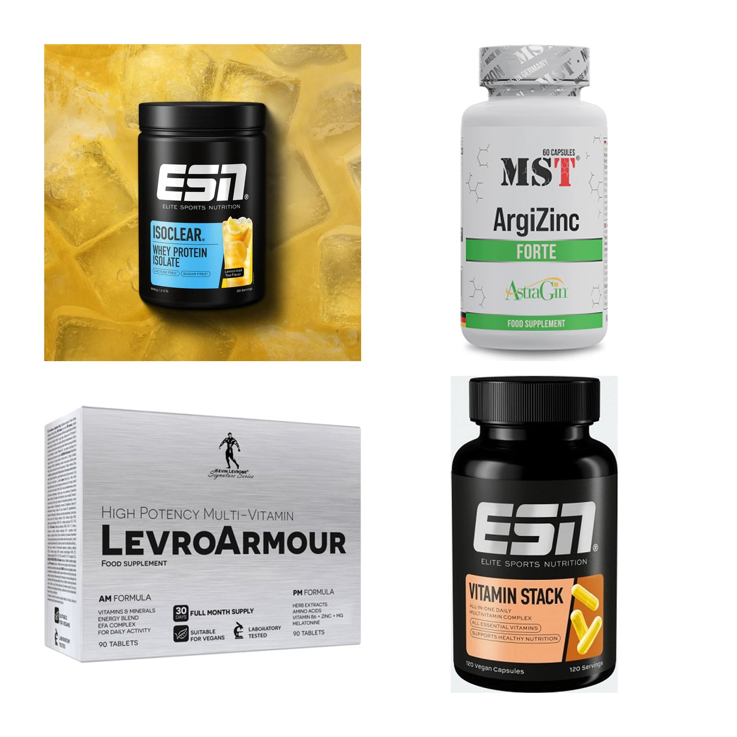 Wettkampfvorbereitung: ESN ISOCLEAR + MST ArgiZinc + 2 weitere – alle enthaltenen Artikel
