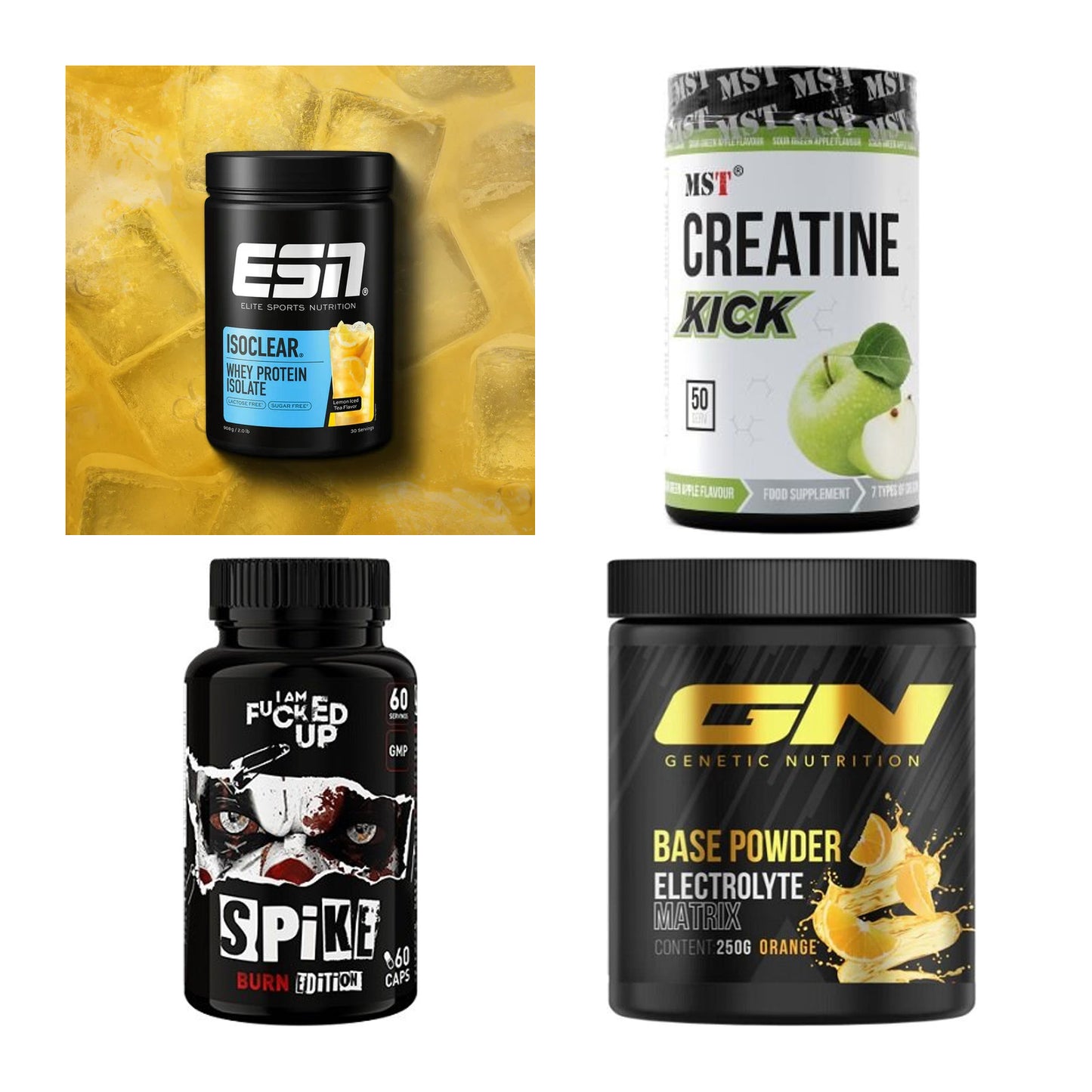 Wettkampfvorbereitung: ESN ISOCLEAR + MST Creatine + 2 weitere – alle enthaltenen Artikel