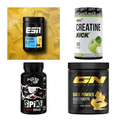 Wettkampfvorbereitung: ESN ISOCLEAR + MST Creatine + 2 weitere – alle enthaltenen Artikel