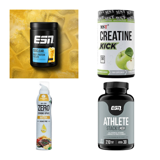 Wettkampfvorbereitung: ESN ISOCLEAR + MST Creatine + 2 weitere – alle enthaltenen Artikel