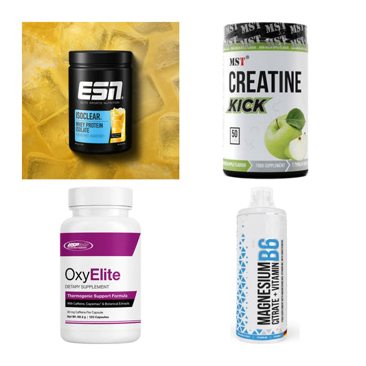 Wettkampfvorbereitung: ESN ISOCLEAR + MST Creatine + 2 weitere – alle enthaltenen Artikel