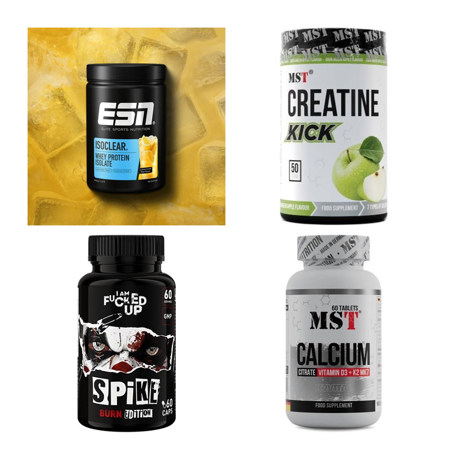 Wettkampfvorbereitung: ESN ISOCLEAR + MST Creatine + 2 weitere – alle enthaltenen Artikel