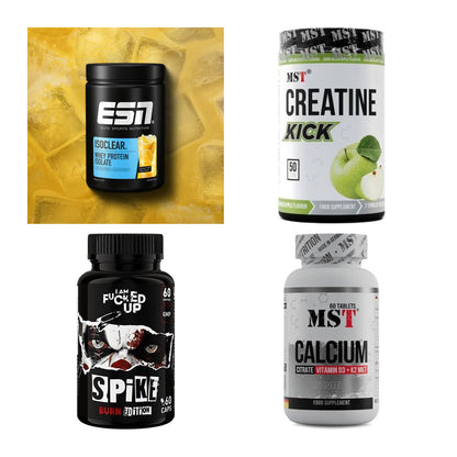 Wettkampfvorbereitung: ESN ISOCLEAR + MST Creatine + 2 weitere – alle enthaltenen Artikel