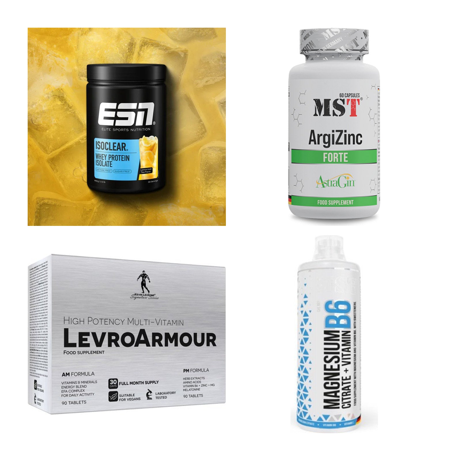 Wettkampfvorbereitung: ESN ISOCLEAR + MST ArgiZinc + 2 weitere – alle enthaltenen Artikel