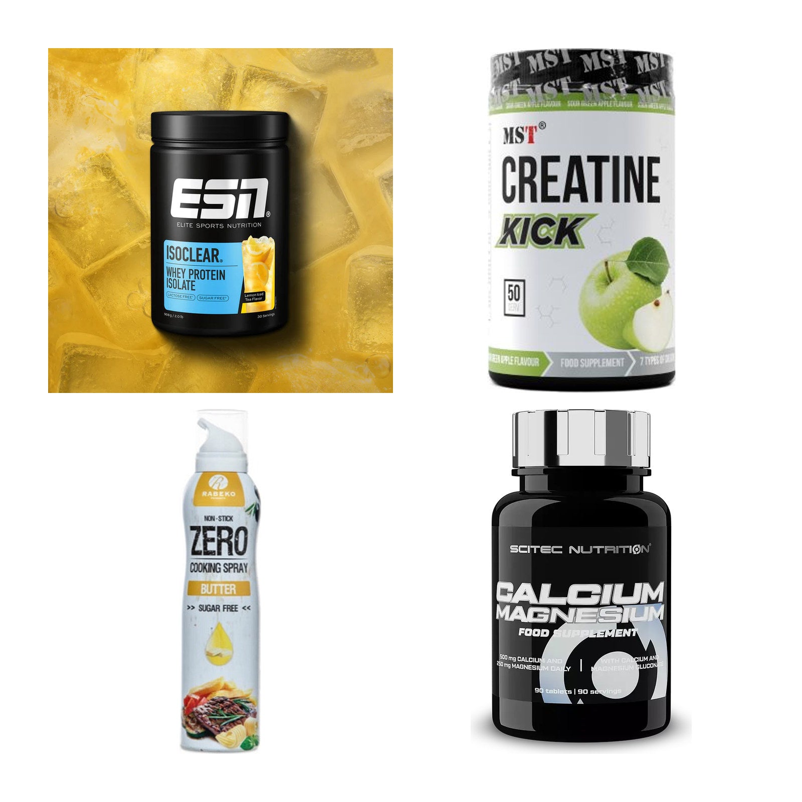 Wettkampfvorbereitung: ESN ISOCLEAR + MST Creatine + 2 weitere – alle enthaltenen Artikel