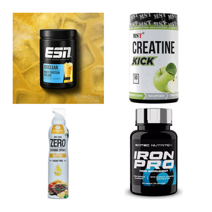 Wettkampfvorbereitung: ESN ISOCLEAR + MST Creatine + 2 weitere – alle enthaltenen Artikel