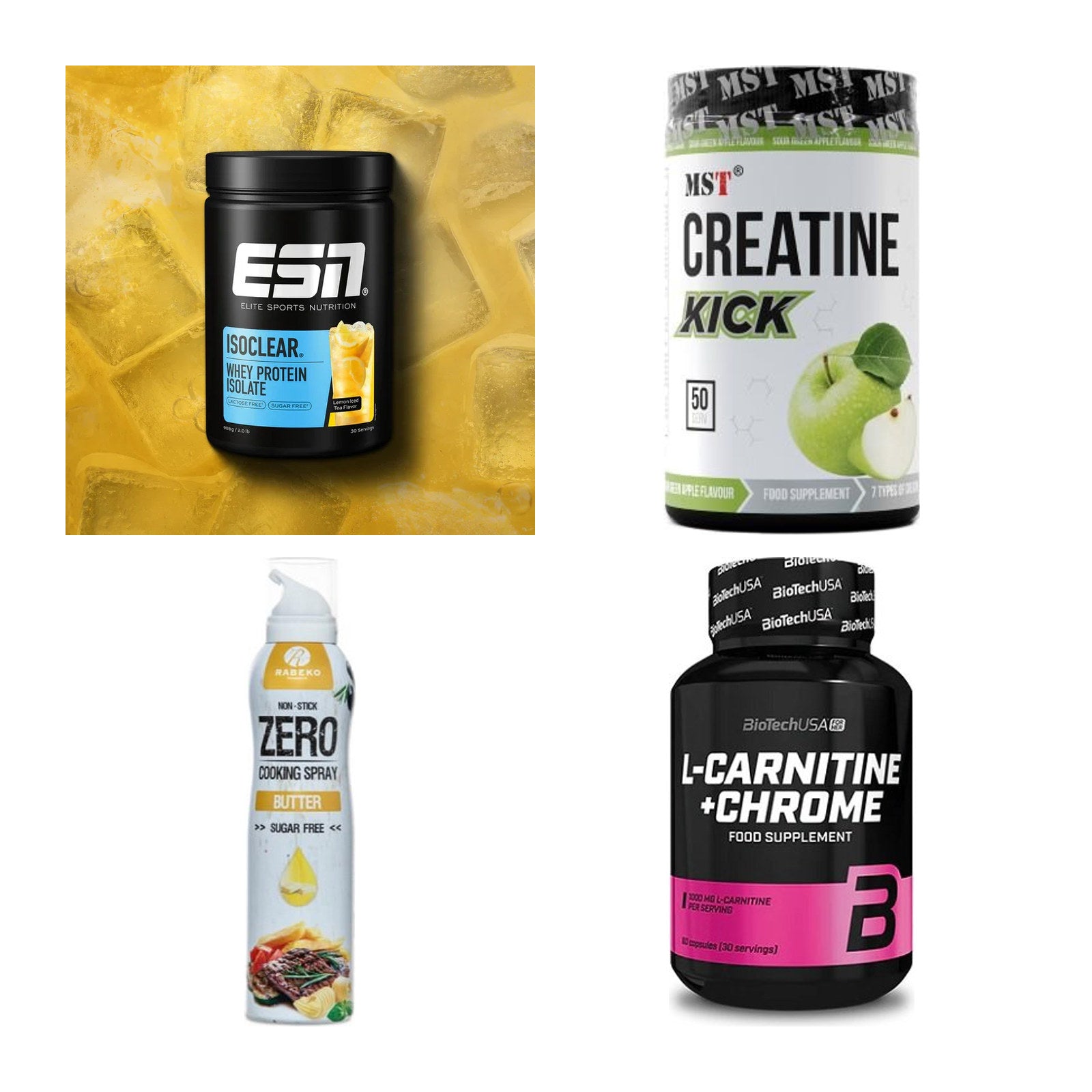 Wettkampfvorbereitung: ESN ISOCLEAR + MST Creatine + 2 weitere – alle enthaltenen Artikel