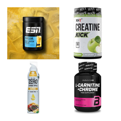 Wettkampfvorbereitung: ESN ISOCLEAR + MST Creatine + 2 weitere – alle enthaltenen Artikel