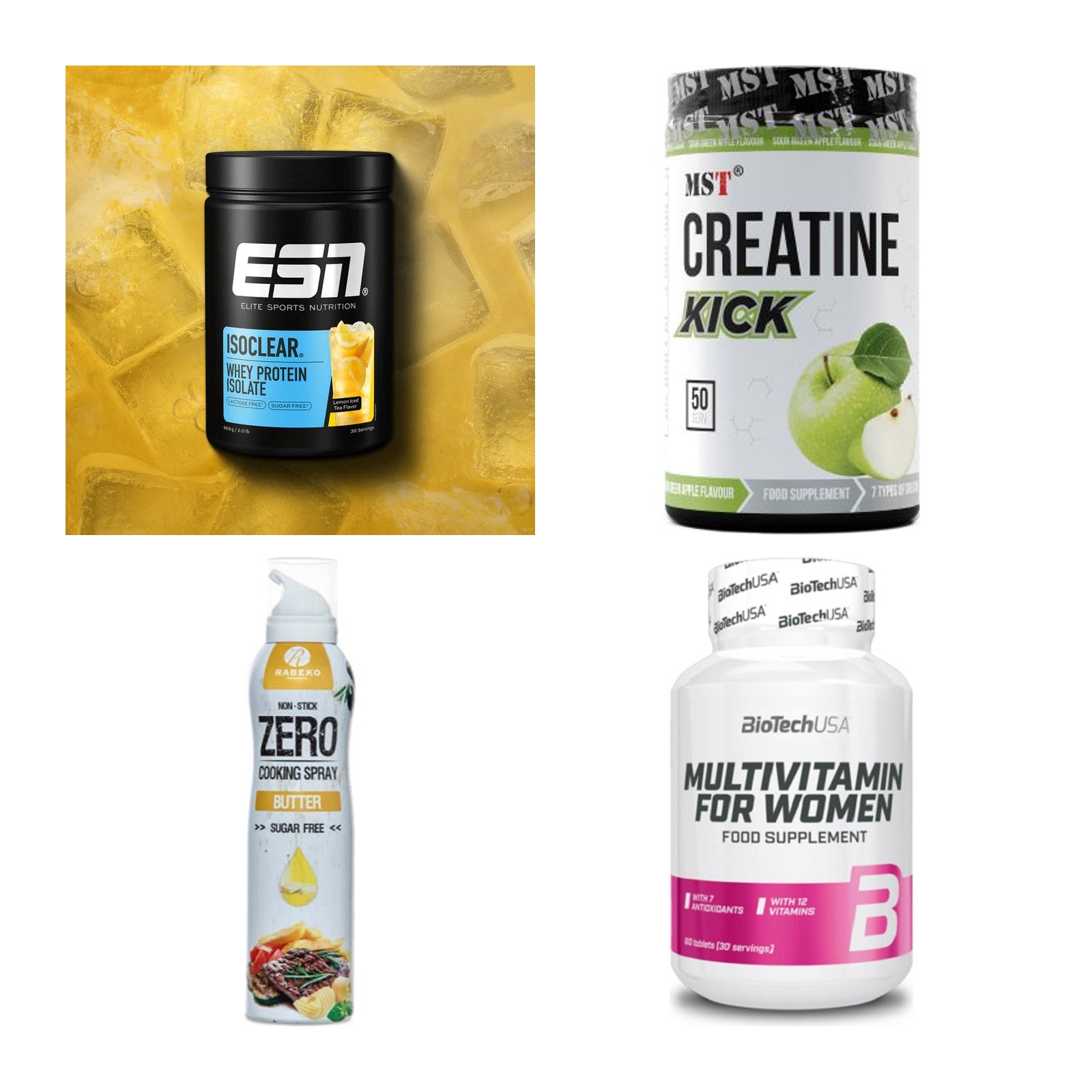 Wettkampfvorbereitung: ESN ISOCLEAR + MST Creatine + 2 weitere – alle enthaltenen Artikel