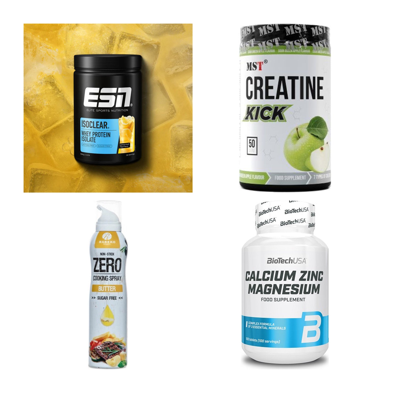 Wettkampfvorbereitung: ESN ISOCLEAR + MST Creatine + 2 weitere – alle enthaltenen Artikel
