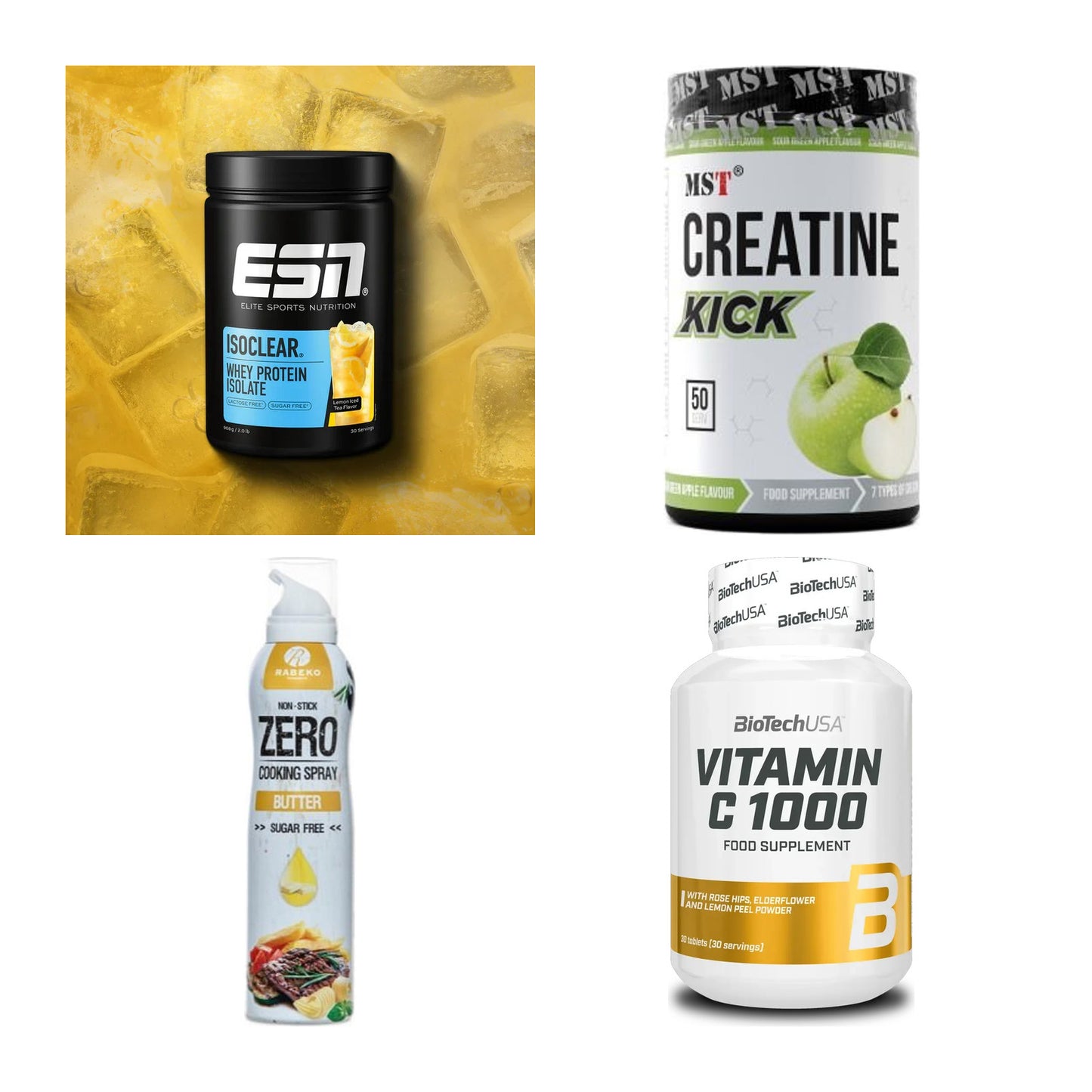 Wettkampfvorbereitung: ESN ISOCLEAR + MST Creatine + 2 weitere – alle enthaltenen Artikel