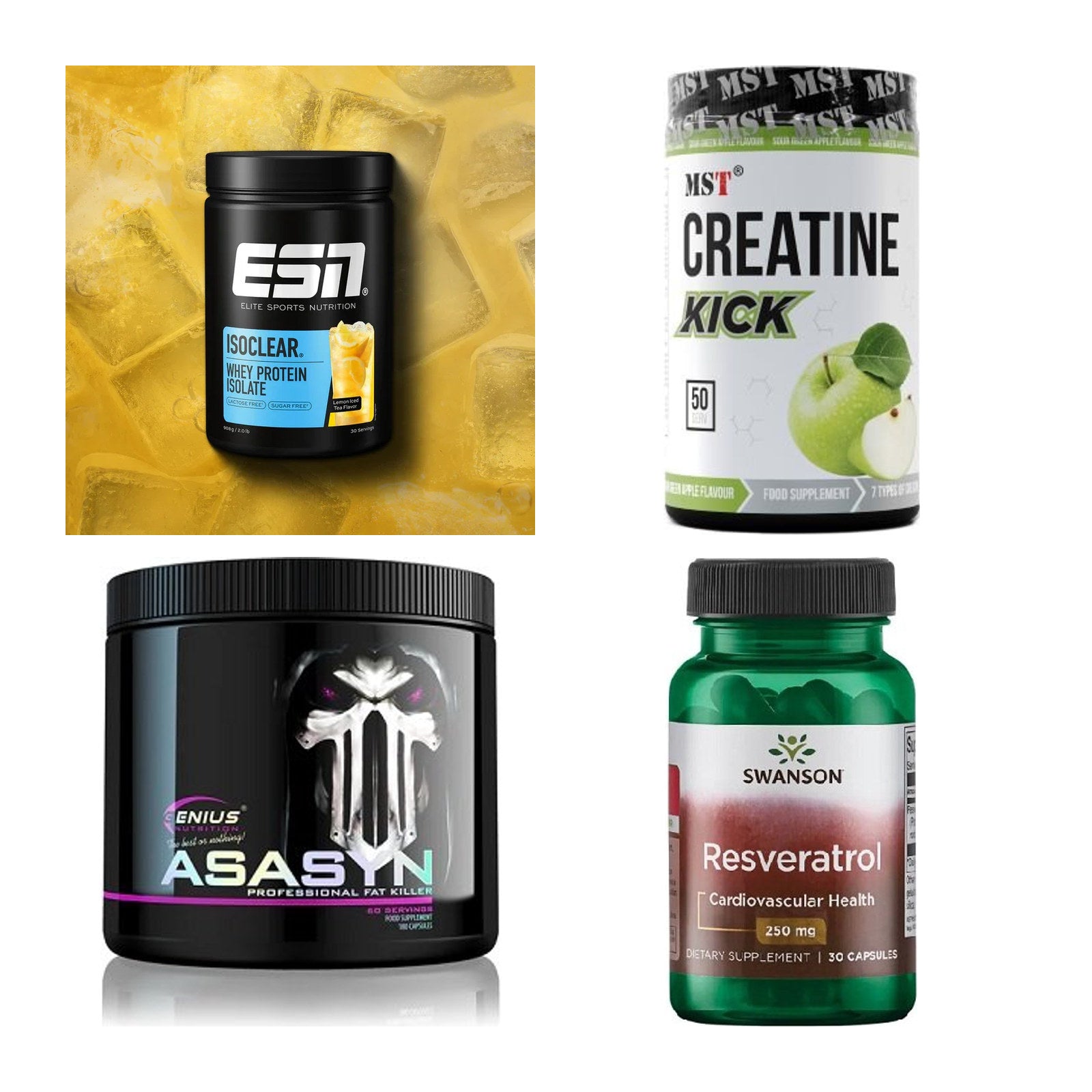 Wettkampfvorbereitung: ESN ISOCLEAR + MST Creatine + 2 weitere – alle enthaltenen Artikel