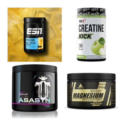 Wettkampfvorbereitung: ESN ISOCLEAR + MST Creatine + 2 weitere – alle enthaltenen Artikel