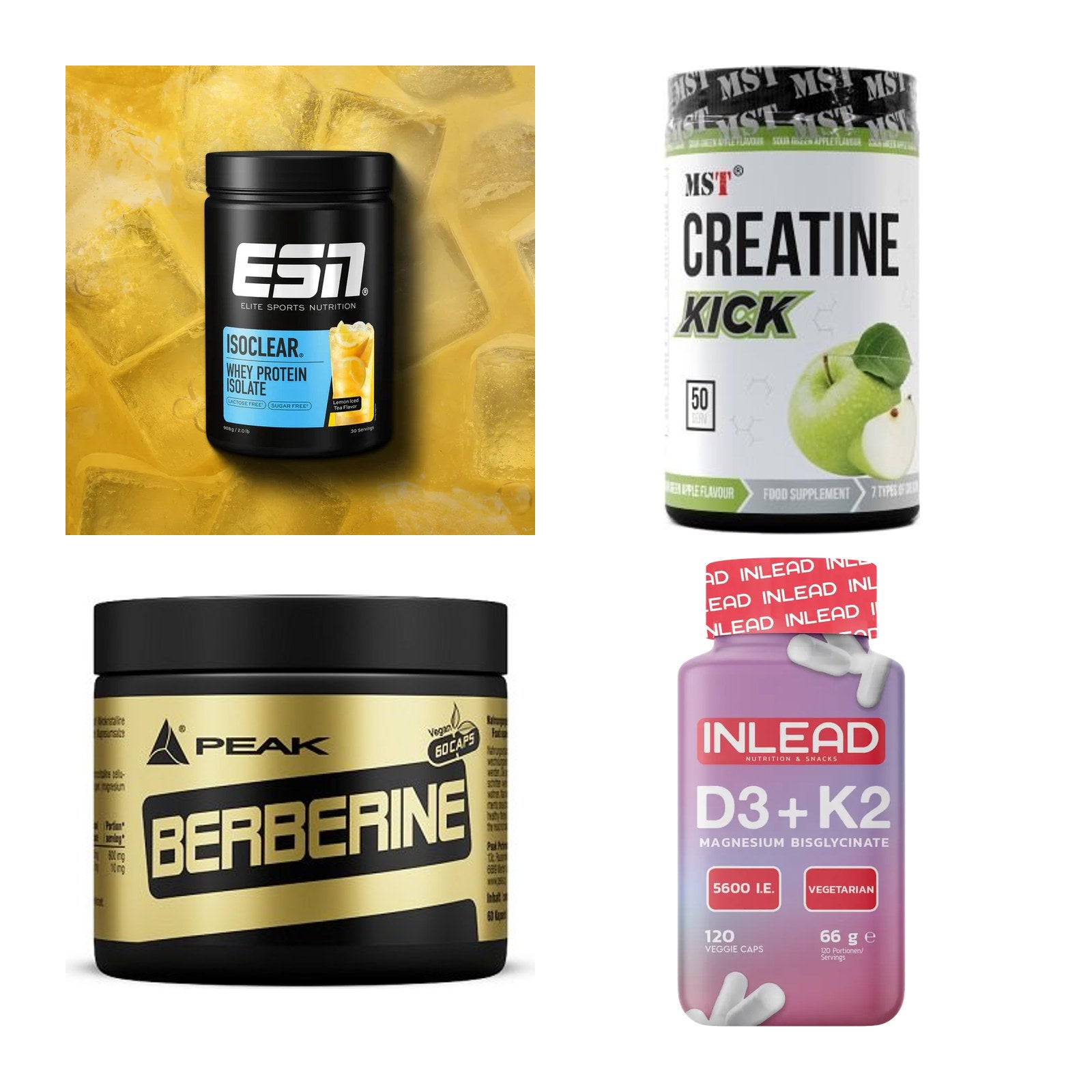 Wettkampfvorbereitung: ESN ISOCLEAR + MST Creatine + 2 weitere – alle enthaltenen Artikel