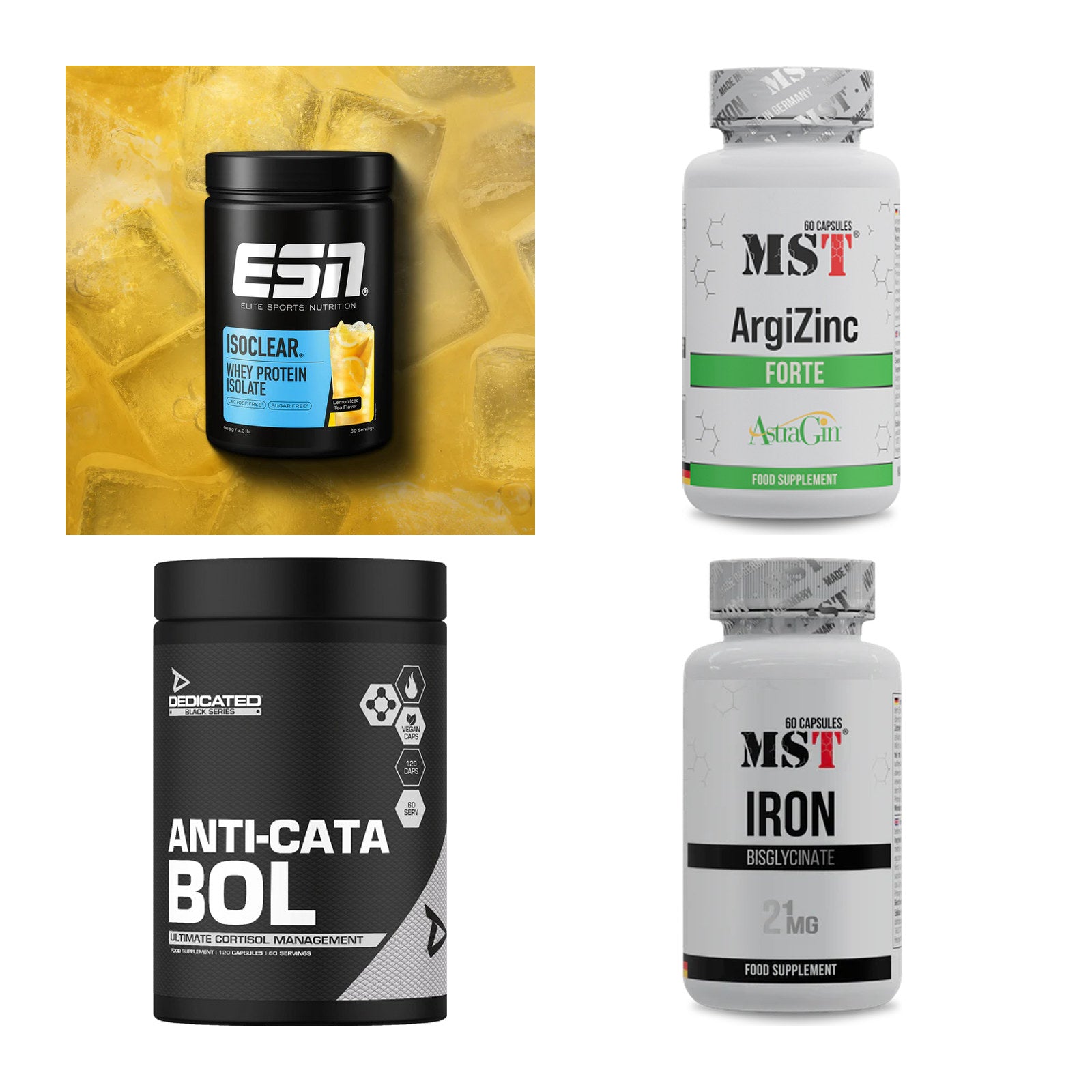 Wettkampfvorbereitung: ESN ISOCLEAR + MST ArgiZinc + 2 weitere – alle enthaltenen Artikel