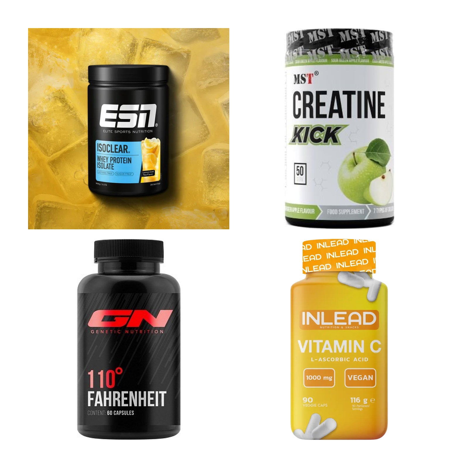 Wettkampfvorbereitung: ESN ISOCLEAR + MST Creatine + 2 weitere – alle enthaltenen Artikel