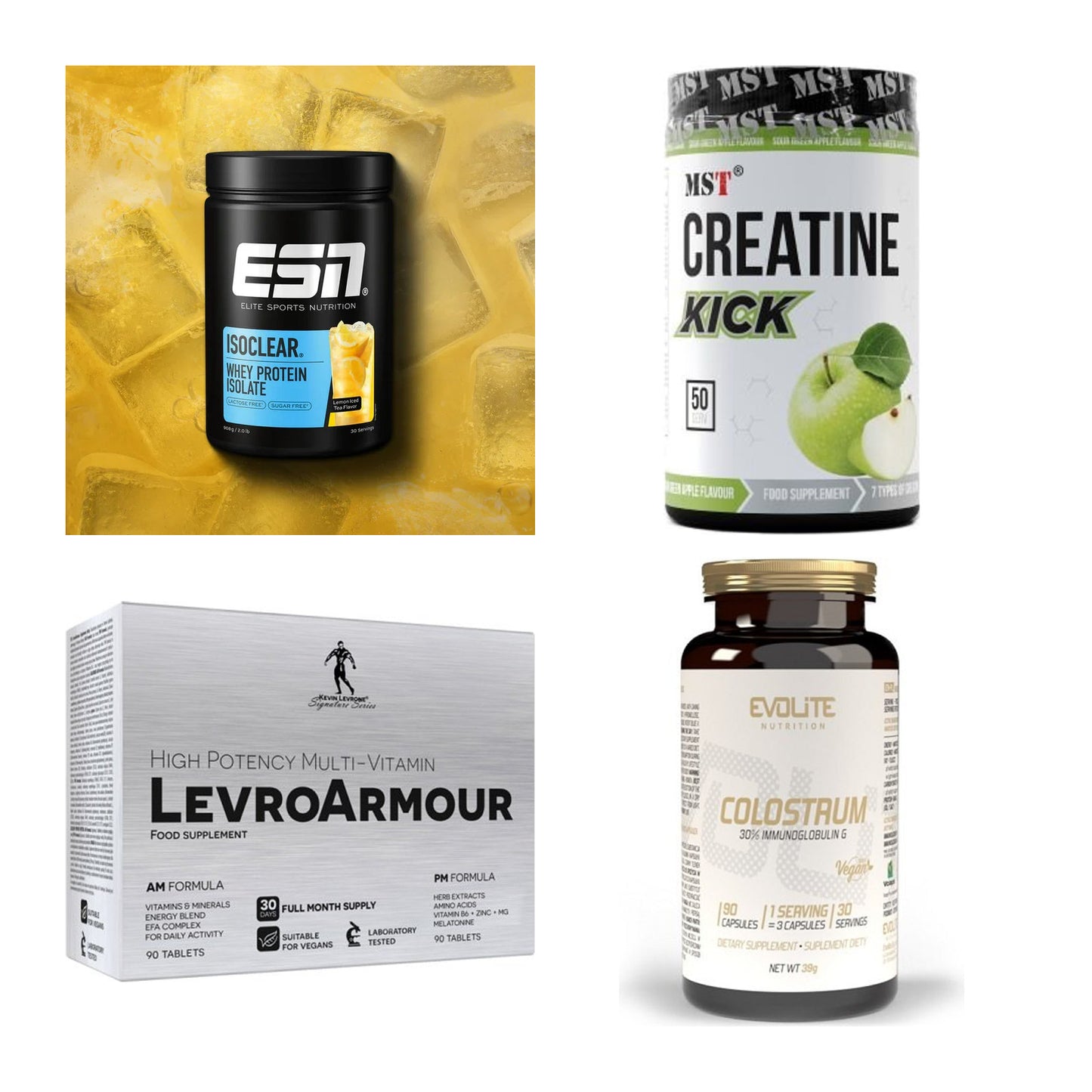 Wettkampfvorbereitung: ESN ISOCLEAR + MST Creatine + 2 weitere – alle enthaltenen Artikel