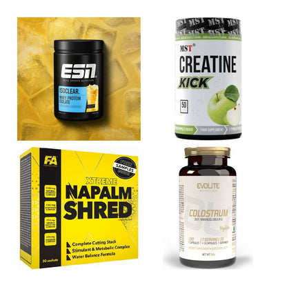 Wettkampfvorbereitung: ESN ISOCLEAR + MST Creatine + 2 weitere – alle enthaltenen Artikel
