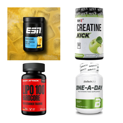 Wettkampfvorbereitung: ESN ISOCLEAR + MST Creatine + 2 weitere – alle enthaltenen Artikel