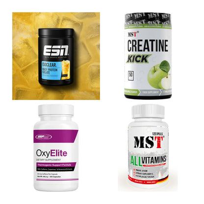 Wettkampfvorbereitung: ESN ISOCLEAR + MST Creatine + 2 weitere – alle enthaltenen Artikel