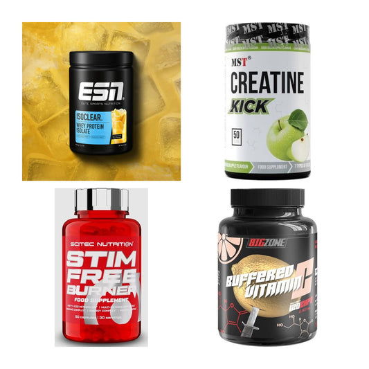 Wettkampfvorbereitung: ESN ISOCLEAR + MST Creatine + 2 weitere – alle enthaltenen Artikel