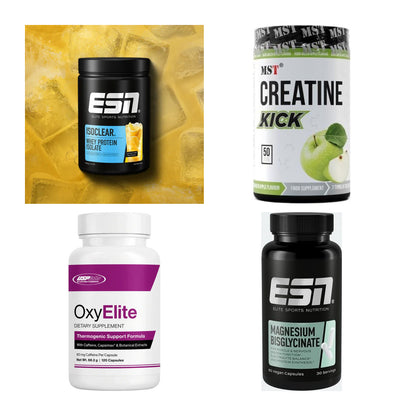 Wettkampfvorbereitung: ESN ISOCLEAR + MST Creatine + 2 weitere – alle enthaltenen Artikel