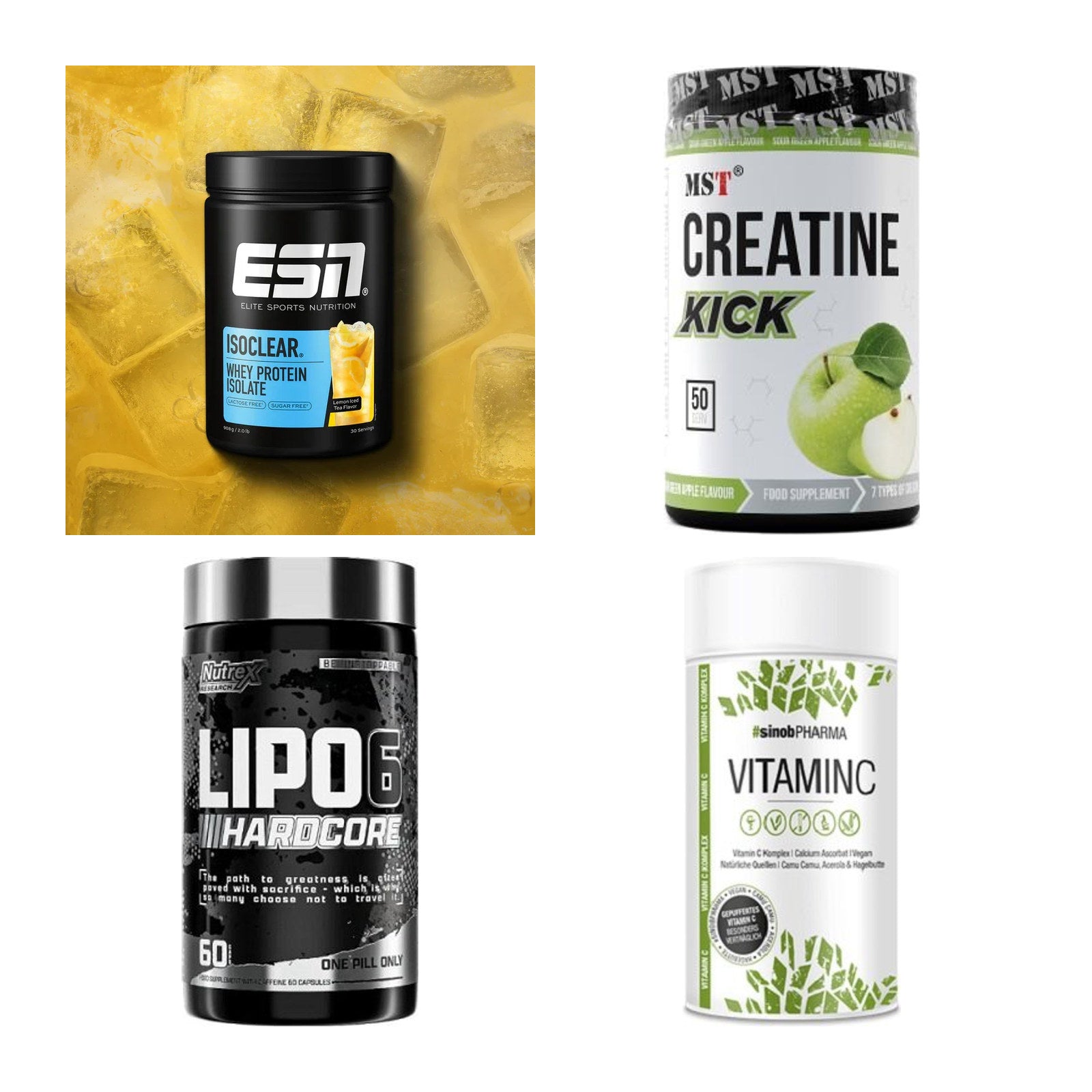 Wettkampfvorbereitung: ESN ISOCLEAR + MST Creatine + 2 weitere – alle enthaltenen Artikel