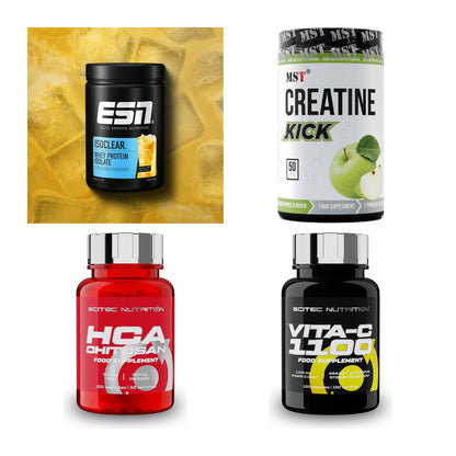 Wettkampfvorbereitung: ESN ISOCLEAR + MST Creatine + 2 weitere – alle enthaltenen Artikel
