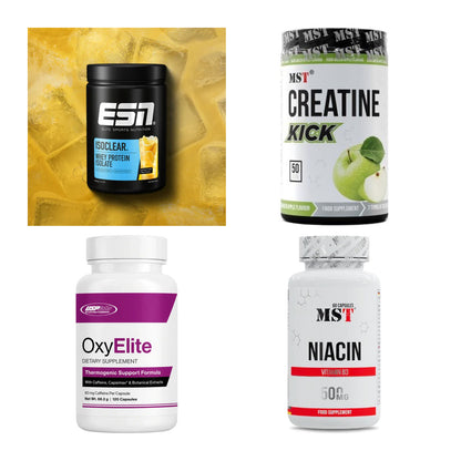 Wettkampfvorbereitung: ESN ISOCLEAR + MST Creatine + 2 weitere – alle enthaltenen Artikel