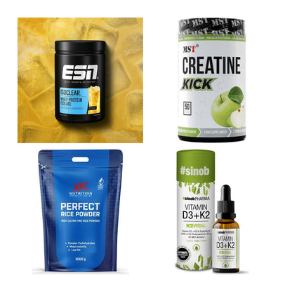 Wettkampfvorbereitung: ESN ISOCLEAR + MST Creatine + 2 weitere – alle enthaltenen Artikel