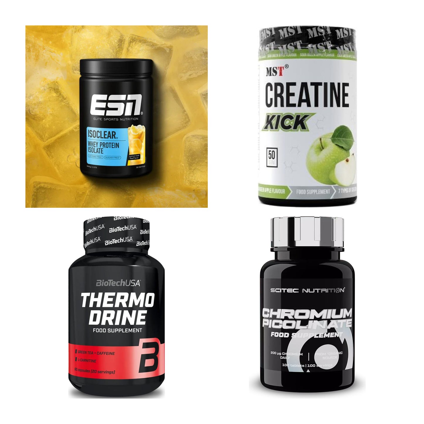 Wettkampfvorbereitung: ESN ISOCLEAR + MST Creatine + 2 weitere – alle enthaltenen Artikel