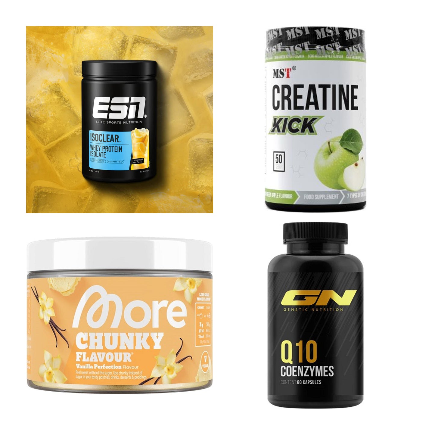 Wettkampfvorbereitung: ESN ISOCLEAR + MST Creatine + 2 weitere – alle enthaltenen Artikel