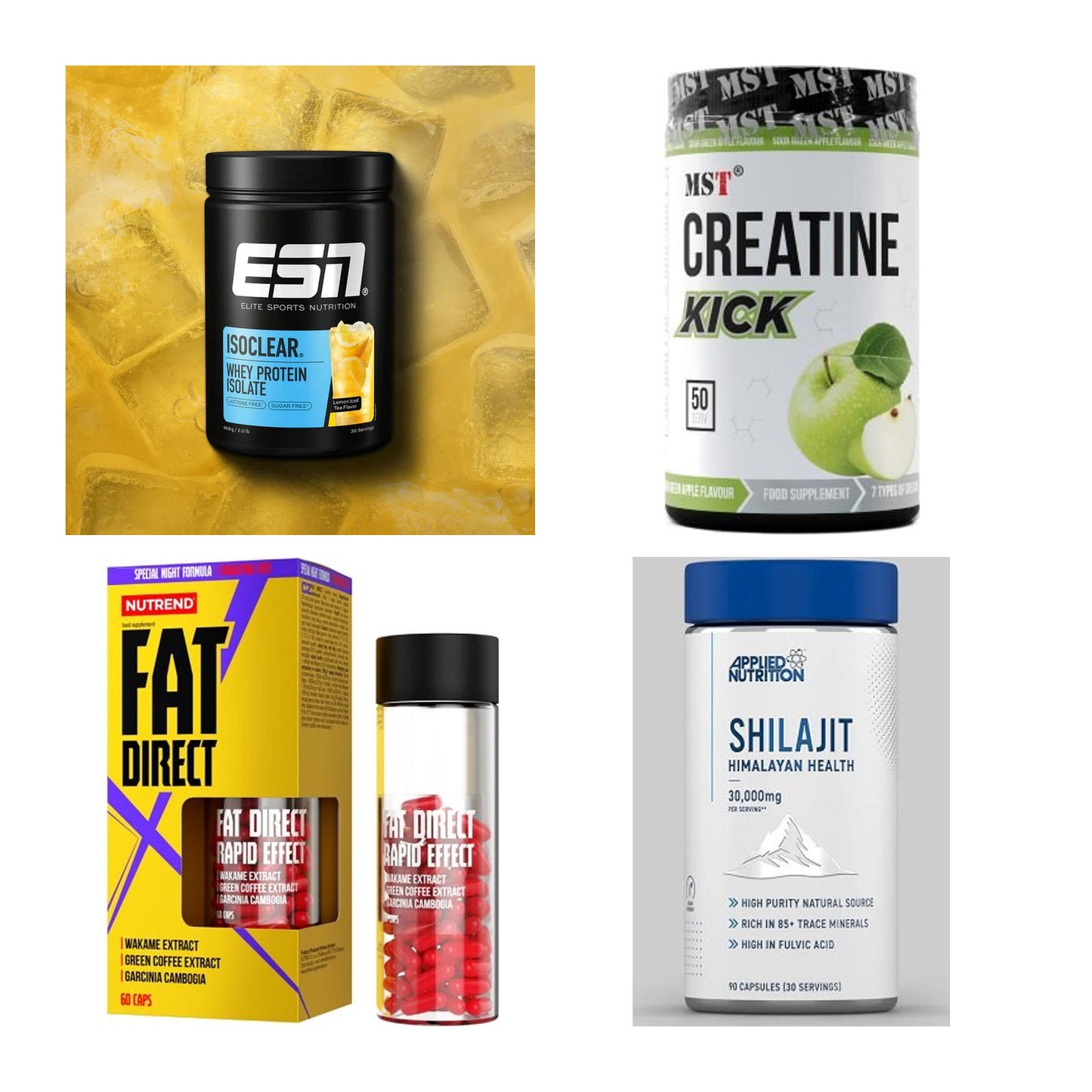 Wettkampfvorbereitung: ESN ISOCLEAR + MST Creatine + 2 weitere – alle enthaltenen Artikel