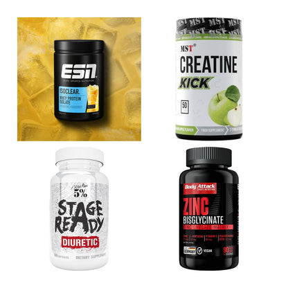 Wettkampfvorbereitung: ESN ISOCLEAR + MST Creatine + 2 weitere – alle enthaltenen Artikel